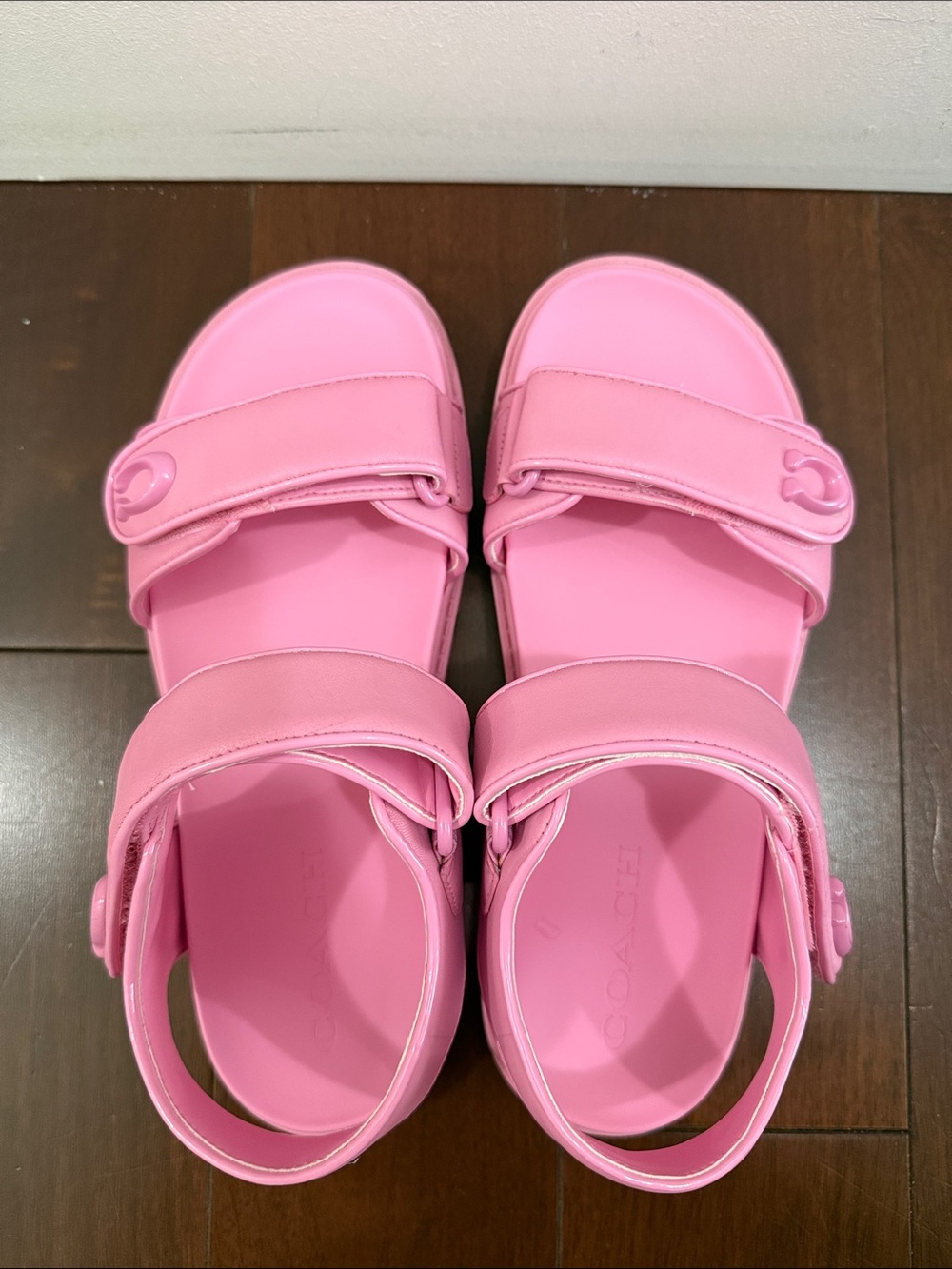 Coach Pink Adjustable Strap Women's Sandals - Picture 1 of 7